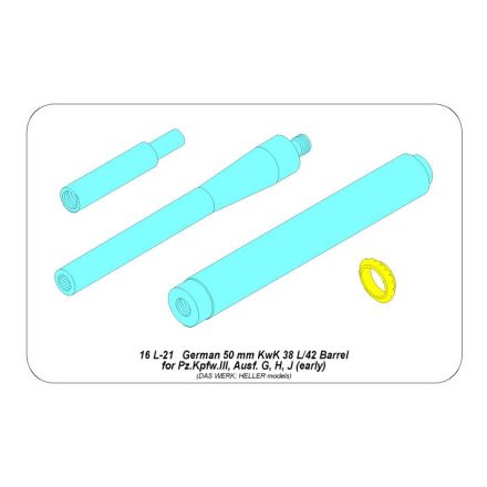Aber German barrel 50mm KwK 38L/42 forPz.Kpfw.IIIAusf.G,H,J (early) (Das Werk, Heller)