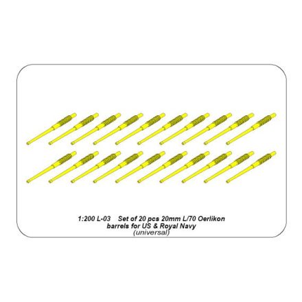 Aber Set of 20 pcs 20 mm L/70 Oerlikon Mk.10 barrels for US Navy ships