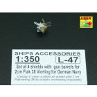 Aber 20mm Flak 38 Vierling Barrels /w Shields for German Navy Ships