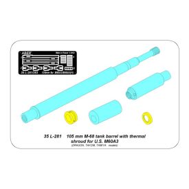   Aber 105 mm M-68 barrel with thermal shroud for M60A3 Tank (Takom)