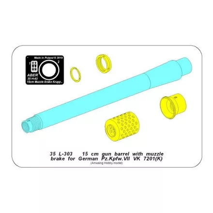 Aber 150mm Barrel with muzzle brake for German Pz.Kpfw. VII VK 7201 (K) (Amusing Hobby)