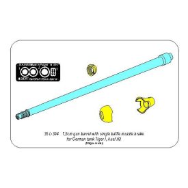   Aber 7,5cm gun barrel with single baffle muzzle brake for German Tank Tiger I, Ausf.H2 (Dragon)