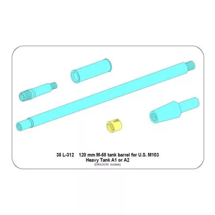 Aber 120 mm M-58 tank barrel for U.S. M103 Heavy Tank A1 or A2 (Dragon)