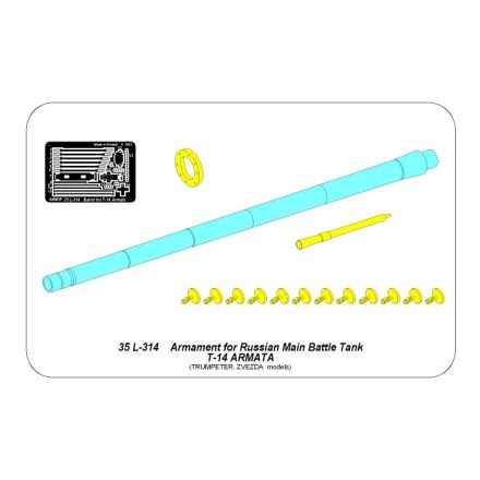 Aber Armament for Russian Main Battle Tank T-14 ARMATA barrel for 125 mm 2A82-1M cannon & barrel for 12,7 mm Kord AA MG (Zvezda, Trumpeter)