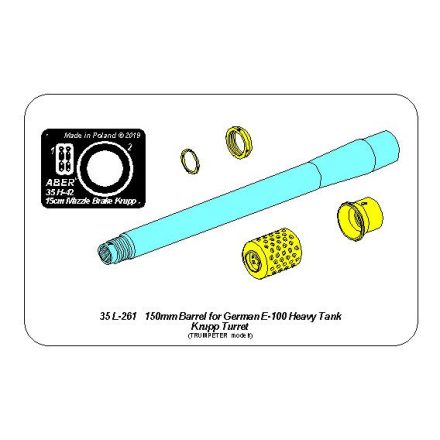 Aber German 150mm Barrel for E-100 Heavy Tank Krupp Turret (Trumpeter)