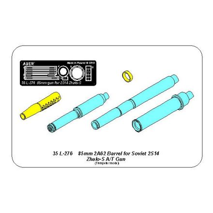 Aber 85mm 2A62 Barrel for Soviet 2S14 Zhalo-S Anti-Tank Gun (Tamiya, Trumpeter)