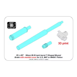   Aber Models 90 mm M-36 tank barrel T-shaped Muzzle Brake with mantlet cover for U.S. M47 and M48A1 Patton
