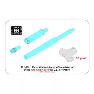   Aber Models 90 mm barrel Y-Shaped Muzzel Brake with mantlet for M47