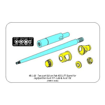 Aber German Two part 8,8cm Pak 43/3 (L/71) Barrel for Jagdpanther G1-Late G2 (Tamiya)