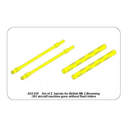 Aber Set of 2 barrels for British Mk 2 Browning .303 aircraft machine guns without flash hiders