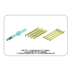   Aber Armament for U.S. fighter Lockheed P-38 F/G Lighting: 1 x 20mm 4x 12,7mm gun barrels