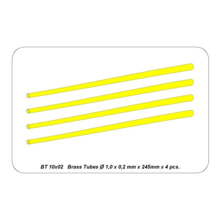 Aber Brass Tubes Ø1,00x0,20 mm length 245 mm x 4 pcs.