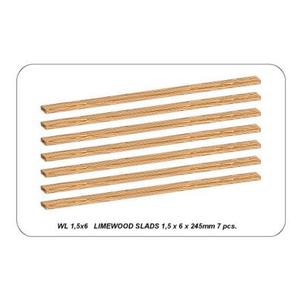 Aber Limewood slats 1,5 x 6 x 245mm x 7 pcs.