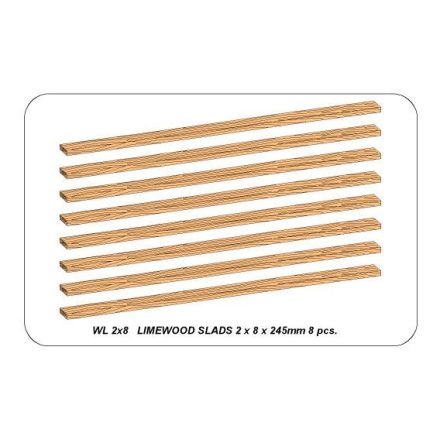 Aber Limewood slats 2 x 8 x 245mm x 8 pcs.