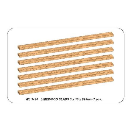 Aber Limewood slats 3 x 10 x 245mm x 7 pcs.