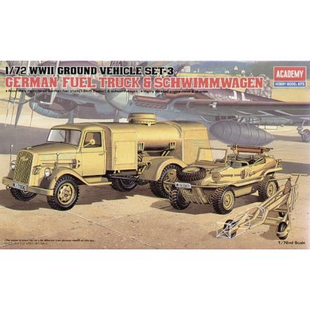 Academy WWII German Fuel Truck and Schwimwagen makett
