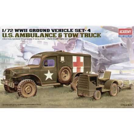 Academy WWII U.S. Ambulance and Airfield Bomb Towing Tractor  makett