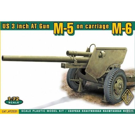Ace Model US 3 inch Anti-tank gun M5 on carriage M6 late version makett