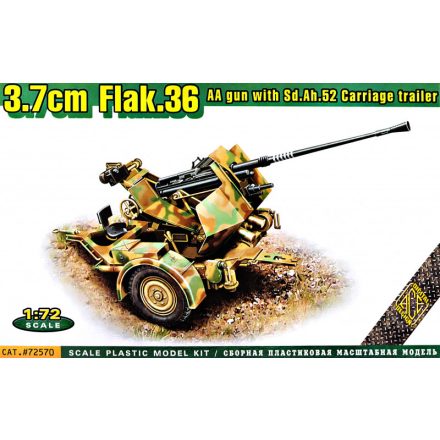 Ace Model Flak.36 3.7cm AA gun with Sd.Ah.52 carriage trailer makett