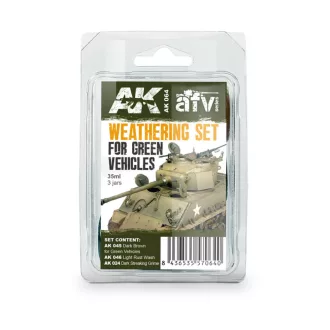   AK Interactive - GREEN VEHICLES WEATHERING SET koszoló készlet