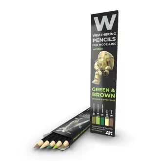   AK Interactive - WATERCOLOR PENCIL SET GREEN AND BROWN CAMOUFLAGES SET akvarellceruza-készlet
