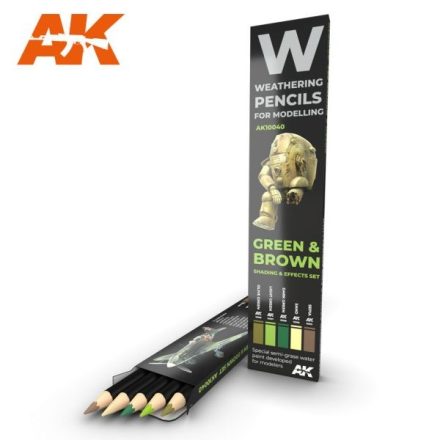 AK akvarell ceruza - GREEN & BROWN SHADING & EFFECTS SET