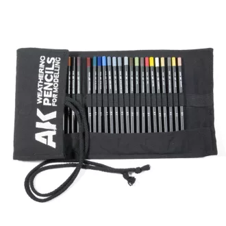   AK Interactive - WEATHERING PENCILS FULL RANGE CLOTH CASE (37 waterpencil colors) akvarellceruza-készlet