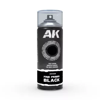   AK Interactive - Fine Primer Black - Spray 400ml (Includes 2 nozzles) alapozó