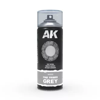   AK Interactive - Fine Primer Grey - Spray 400ml (Includes 2 nozzles) alapozó