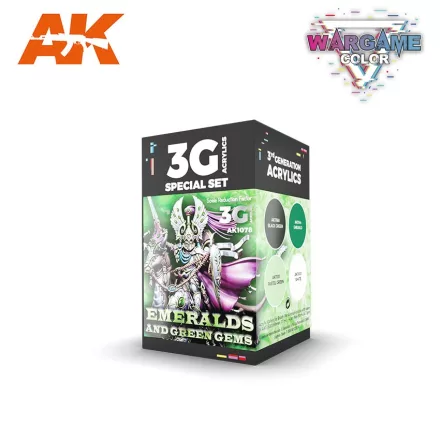 AK Interactive - WARGAME COLOR SET. EMERALDS AND GREEN GEMS 3G