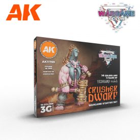   AK Interactive - CRUSHER DWARF – WARGAME STARTER SET – 14 COLORS & 1 FIGURE