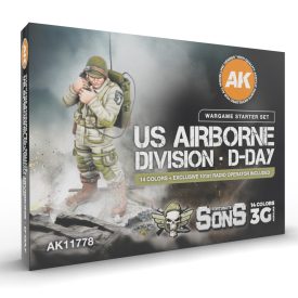   AK US AIRBORNE DIVISION, D-DAY WARGAME STARTER SET 14 COLORS & 1 FIGURE