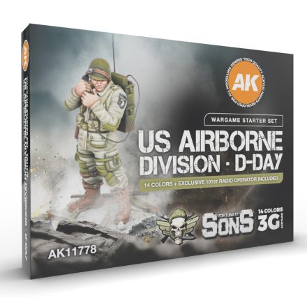 AK US AIRBORNE DIVISION, D-DAY WARGAME STARTER SET 14 COLORS & 1 FIGURE