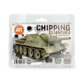   AK Interactive - CHIPPING ESSENTIALS WEATHERING SET koszoló készlet