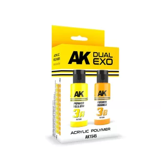   AK Interactive - POWER YELLOW & FUSION ORANGE DUAL EXO Set 3 festékkészlet