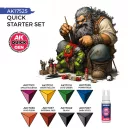 AK Interactive - QUICK STARTER SET (8 QUICK GEN + 1 MEDIUM + 1 FREE BRUSH) festékkészlet