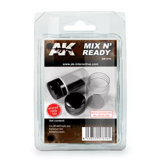   AK Interactive - MIX N READY (4 EMPTY JARS WHITH LABELS) makettező szerszám