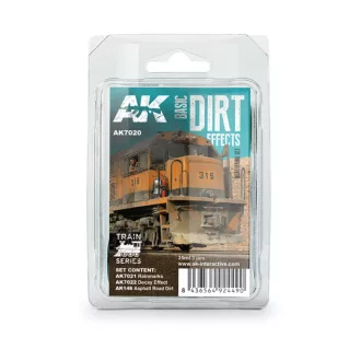   AK Interactive - BASIC DIRT EFFECTS WEATHERING SET TRAIN SERIES koszoló készlet