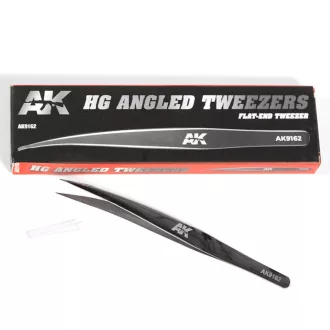 AK Interactive - HG ANGLED TWEEZERS 02 (FLAT-END) csipesz