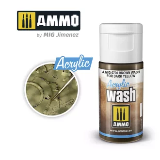   AMMO by MIG Jimenez - ACRYLIC WASH Brown Wash for Dark Yellow bemosó 15 mL