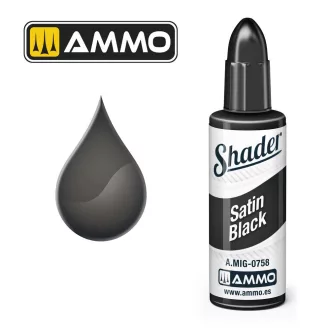   AMMO by MIG Jimenez - MATT SHADER Satin Black makettező kiegészítő 10 mL