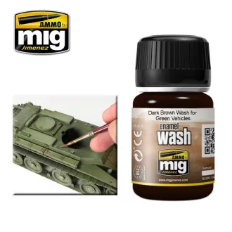   AMMO by MIG Jimenez - Dark Brown WASH for Green Vehicles bemosó 35 mL