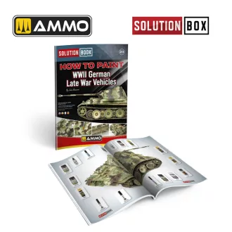   AMMO by MIG Jimenez - SOLUTION BOOK 23 - How to Paint WWII German Late-War Vehicles (English, Castellano, Francais, Deutsch) makettező kiadvány