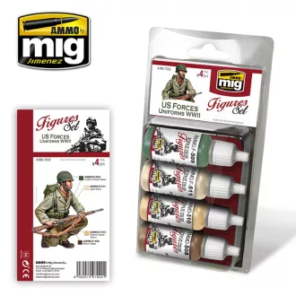   AMMO by MIG Jimenez - US Forces Uniforms WWII Figures Set figura festék szett