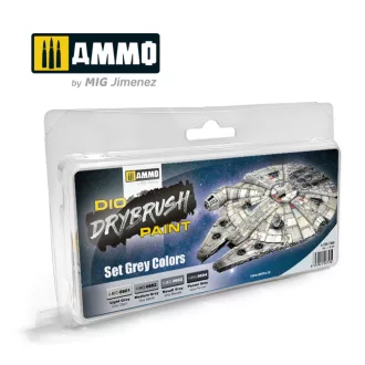   AMMO by MIG Jimenez - DRYBRUSH Set Grey Colors makettező ecset 17 mL / db