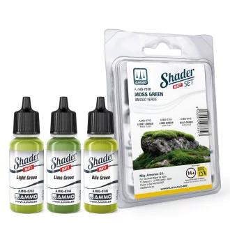   AMMO by MIG Jimenez - Matt SHADER Set Moss Green makettező kiegészítő 17 mL / db