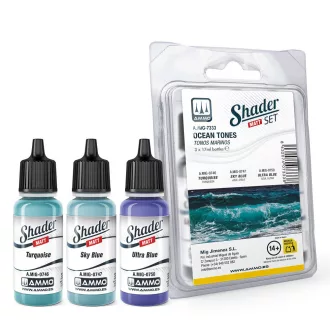   AMMO by MIG Jimenez - Matt SHADER Set Ocean Tones makettező kiegészítő 17 mL / db