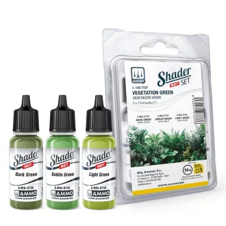   AMMO by MIG Jimenez - Matt SHADER Set Vegetation Green makettező kiegészítő 17 mL / db