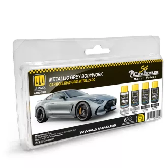   AMMO by MIG Jimenez - Cobra Motor Metallic Grey Bodyworks Set festékszett 30 mL / db