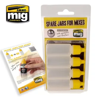   AMMO by MIG Jimenez - Spare Jars for Mixes (4 x 17mL jars with agitator and dosifier) makettező kiegészítő